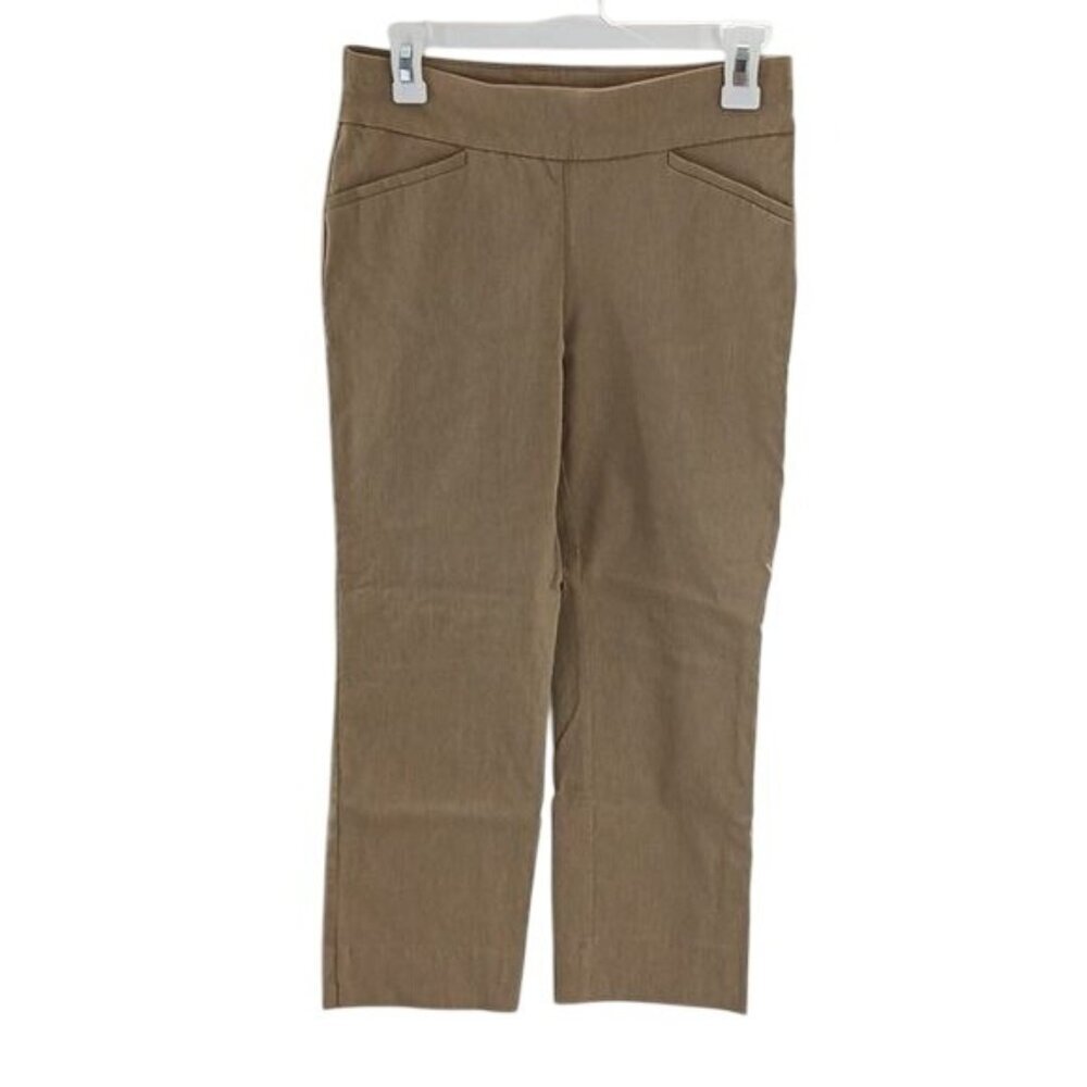 Talbots Womens 4P Pants Brown Stretch Cropped Career Work Trousers Pull On